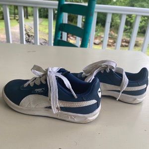 Boys blue and white Puma sneakers